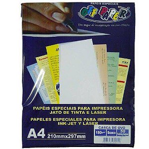 Papel Casca De Ovo A4 180 Branco Off Paper - 50 Folhas