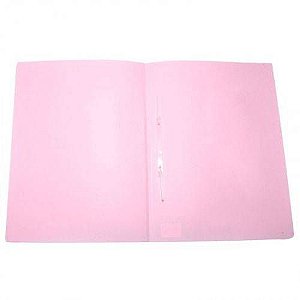 Pasta plástica com grampo ofício - Linho Serena - rosa pastel