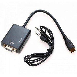 CONVERSOR HDMI-MACHO X VGA-FEMEA (25CM)(C/AUDIO)(EXBOM) CC-HV100