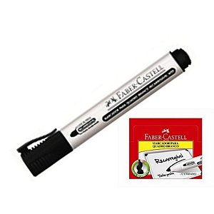 MARCADOR QUADRO BRANCO PRETO RECARREGAVEL PRETO FABER CASTELL