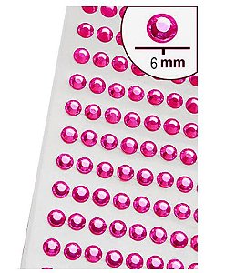 ADESIVO STRASS ROSA BOLINHA 6MM 84 UN KIT 532450