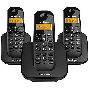 TELEFONE S/FIO C/ID +2RAMAL PRETO INTELBRAS TS3113