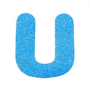 LETRA DE EVA GLITTER U 12CM AZUL NEON GATE 72 320