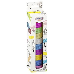 WASHI TAPE GLITTER C/ 10 15MMX5M BRW WT0501