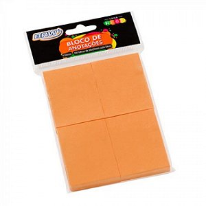 BLOCO ADESIVO LARANJA 76X76MM BRW BA7672