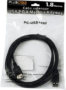  CABO USB EXTENSOR A-MACHO X A-FEMEA 1,8M PLUSCABLE PC-USB1802
