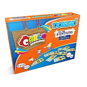 BRINQUEDO PEDAGOGICO DOMINO 4 OPERACOES 28 PECAS MDF CARLU