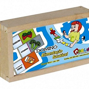 BRINQUEDO PEDAGOGICO DOMINO ALIMENTACAO SAUDAVEL 28 PECAS MDF CARLU