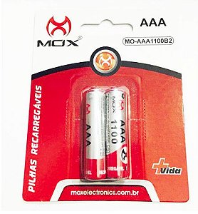 PILHA RECARREGAVEL AAA 2UN 1000MAH MOX