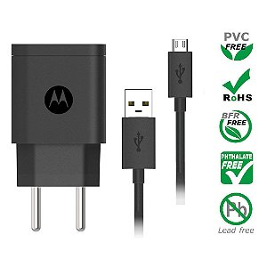 CARREGADOR V8 TURBO 1 USB + CABO 10W MOTOROLA ORIGINAL