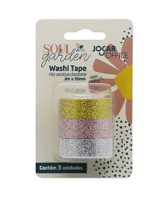 WASHI TAPE SOUL GARDEN BRILHO COM 3 15MMX3M JOCAR OFFICE