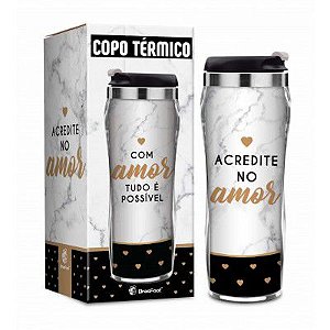 COPO TERMICO COM AMOR TUDO E POSSIVEL 450ML BRASFOOT