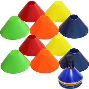 Kit Com 10 Unidades De Disco de Plástico Para Marcação Chapéu Chinês para Treino Funcional Coloridos + Suporte