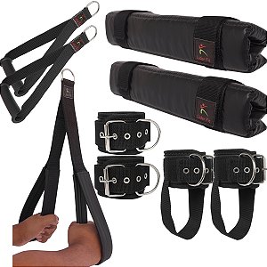 Kit De Acessórios Para Estação Cross Over Academia Treino de Musculação Líder Fit