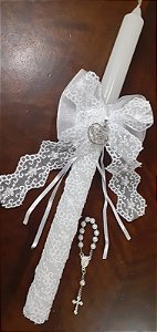 vela de batismo rendada