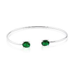 Bracelete de Prata Cristal Oval Verde