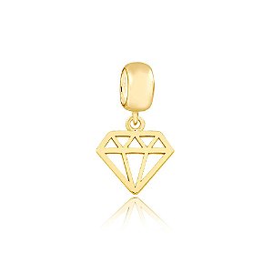 Berloque Mini Diamante Folheado a Ouro
