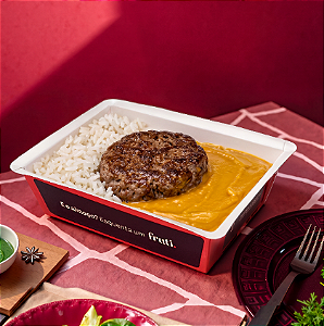 Hambúrguer de Carne com Arroz Branco e Purê de Abóbora - 350g