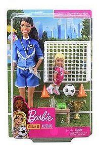 Boneca Barbie Playset Jogadora De Futebol Da Mattel Morena