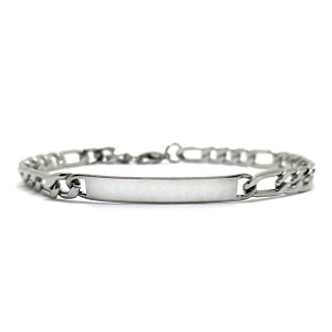 Pulseira Aço Inox com placa p/ gravação
