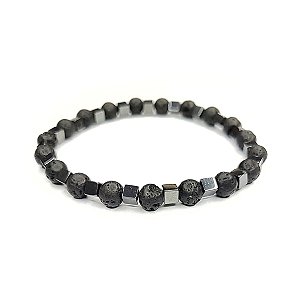 Pulseira Lava Vulcânica e Hematitas