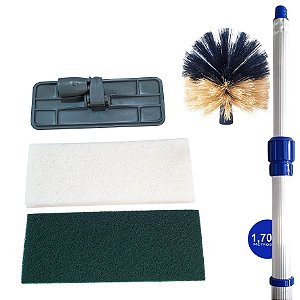 Kit Vassoura Limpa Teto + Limpa Vidro Articulado - Cabo 1,70 M