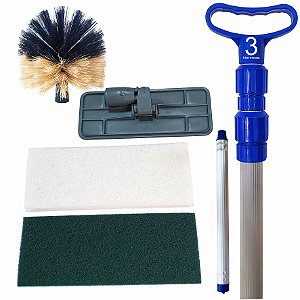 Kit Vassoura Limpa Teto + Limpa Vidro Articulado - Cabo 3 M