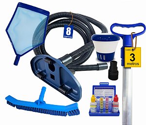 Super Kit Completo Limpeza piscina Cabo 3 metros - para piscina Universal - 8 metros