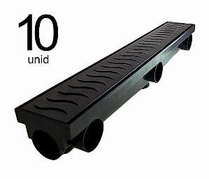 10 Unidades - Ralo Linear 8 x 51 Multi Saídas - grelha dupla Face - Preto