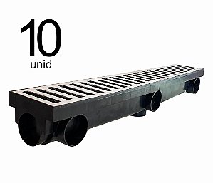 10  unidades - Ralo Linear 8 x 51 Multi Saídas - grelha em ALUMINIO - PRETO