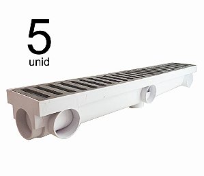 5 Unidades - Ralo Linear 8 x 51 Multi Saídas - grelha em ALUMINIO - BRANCO