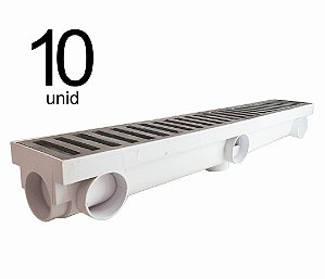 10 Unidades - Ralo Linear 8 x 51 Multi Saídas - grelha em ALUMINIO - BRANCO