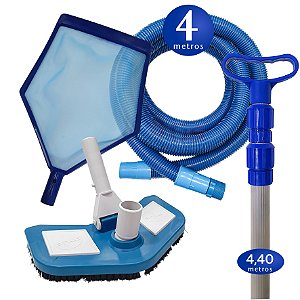 Kit Limpeza Manutenção para Piscinas Alvenaria Fibra Vinil - 4 M