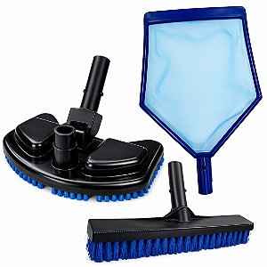 Kit Limpeza Para piscina Aspirador + Peneira + Esfregão