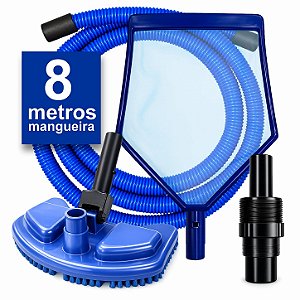 Kit Limpeza Piscinas Inflável E Estrutural Mangueira 8 Metros