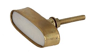 Puxador oval Mármore branco metal ouro envelhecido A 3,5xL3,5xP2,5cm