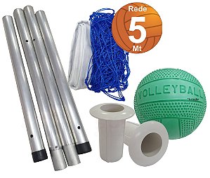 Kit Biribol Volei de Piscina - Tubos + Rede 5 M