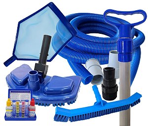 Kit Para Piscinas com Mangueira 6 Metros + Estojo + Esfregão