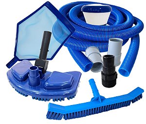 Kit Para Piscina Mangueira 4 M Peneira + aspirador  + esfregão + clorador  - SEM CABO
