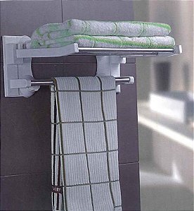 Prateleira com Sistema de Fixação Sem Furo  de toalha dobrável - 60 cm
