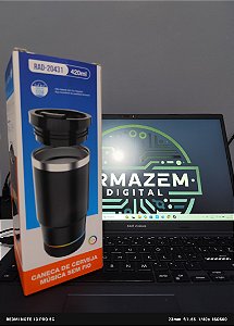 Copo Térmico Inox 420ml Para Latas, Long Neck + caixinha bluetooth