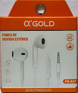 Fone de ouvido para Celular A'GOLD intra auricular FN-A07