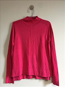 Blusa tricot gola alta rosa (PP) - Shoulder NOVA