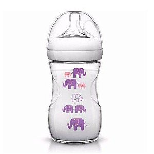 Mamadeira Pétala Elefante Rosa e Lilás 260 ml  - Philips Avent