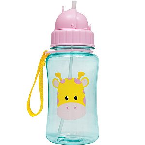 Garrafinha Com Canudo em SIlicone Animal Fun Girafinha - Buba