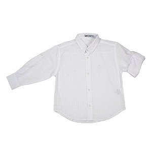 Camisa Infantil Branca - Manga Longa - Cambraia de Algodão 