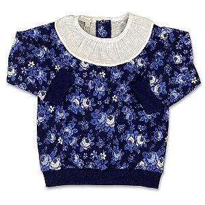 Moletom Infantil Estampa Floral Gola Babado