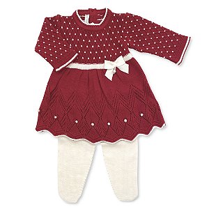 Vestido Saída de Maternidade Casinha de Abelha - Vermelho - P