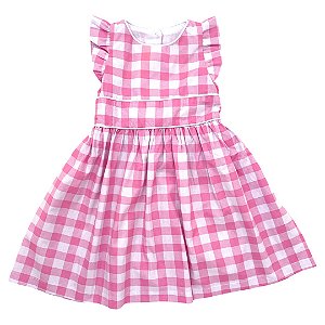 Vestido Infantil Xadrez Pink - Tam 4 a 8