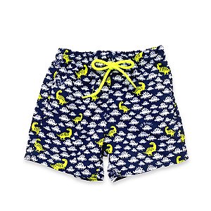 Short Nylon para Praia Estampa Dino